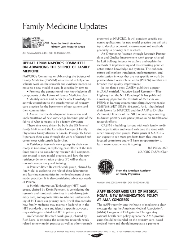 Aafp Encourages Use Of Medical Home New Immunization Policy At Ama Congress Annals Of Family Medicine
